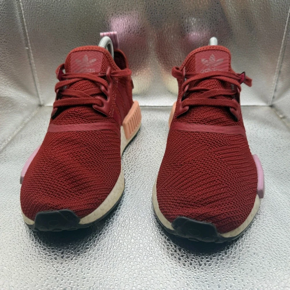 Size 7 Adidas NMD‎ R1 Womens Burgundy Red Comfort Running Sneakers B37646